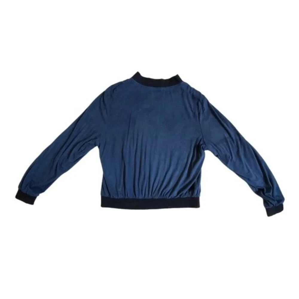 Fab'rik blue & black zip up long sleeve jacket sz S